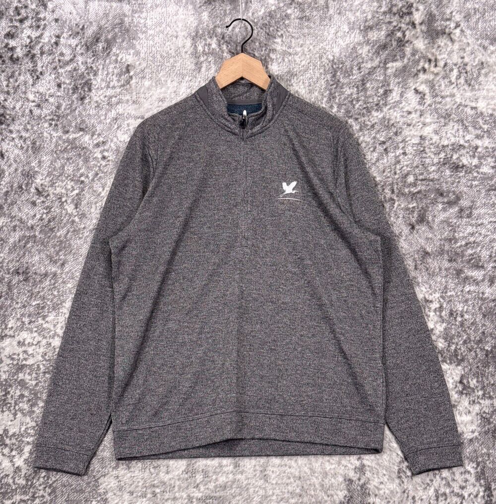 Johnnie O 1/4 Zip Large Mens Gray Fleece Jersey Knit Pullover Sweatshirt Sweater